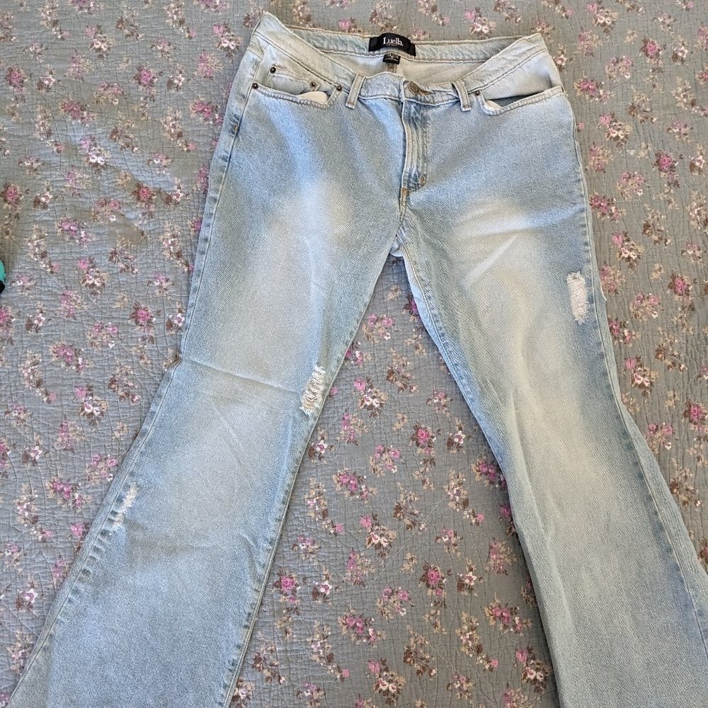 Light Distressed Flare Luella Jeans, Size 15